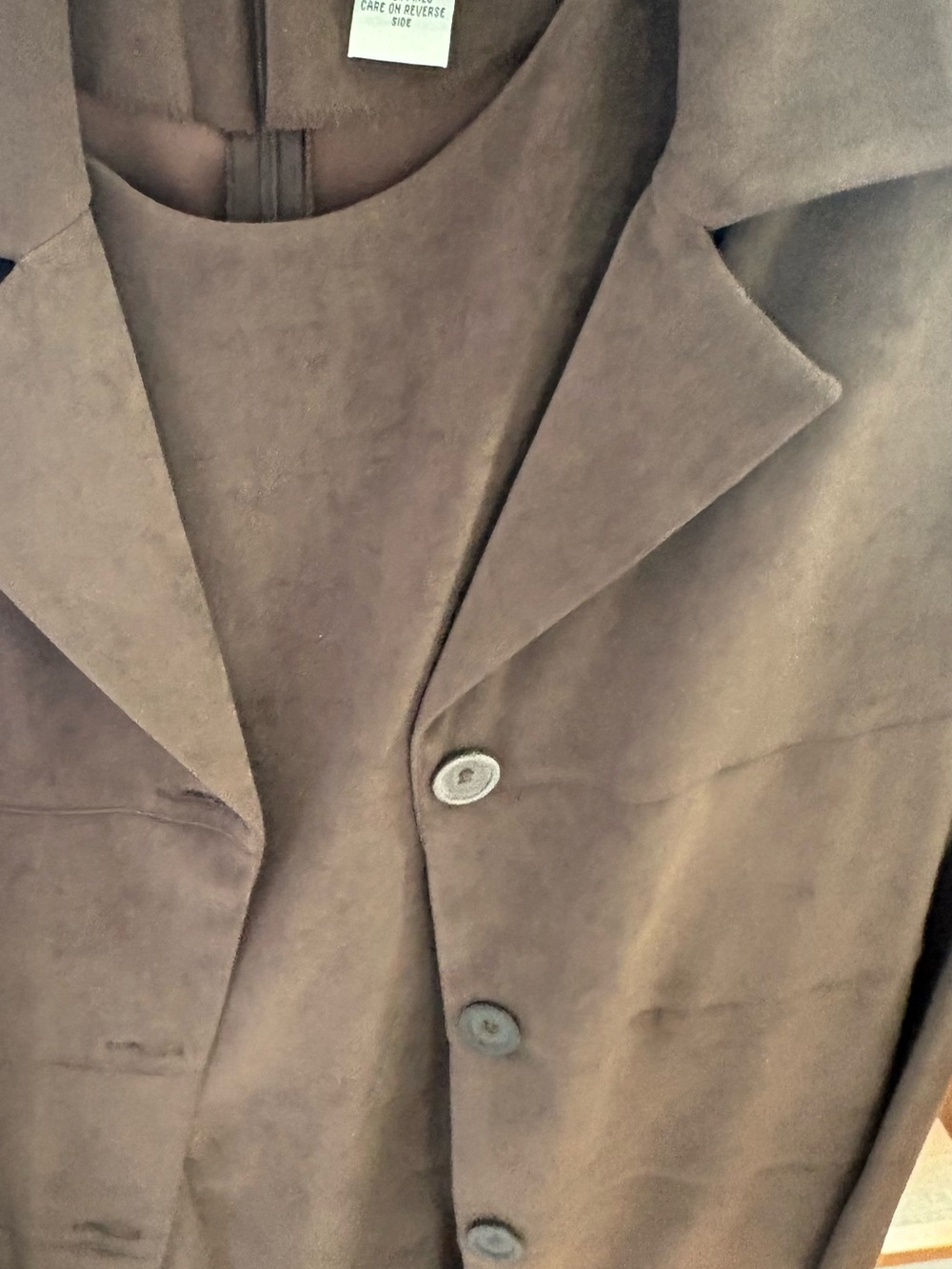 Brown Suede-Look women’s Dress and Jacket set - Classic Button Front
New